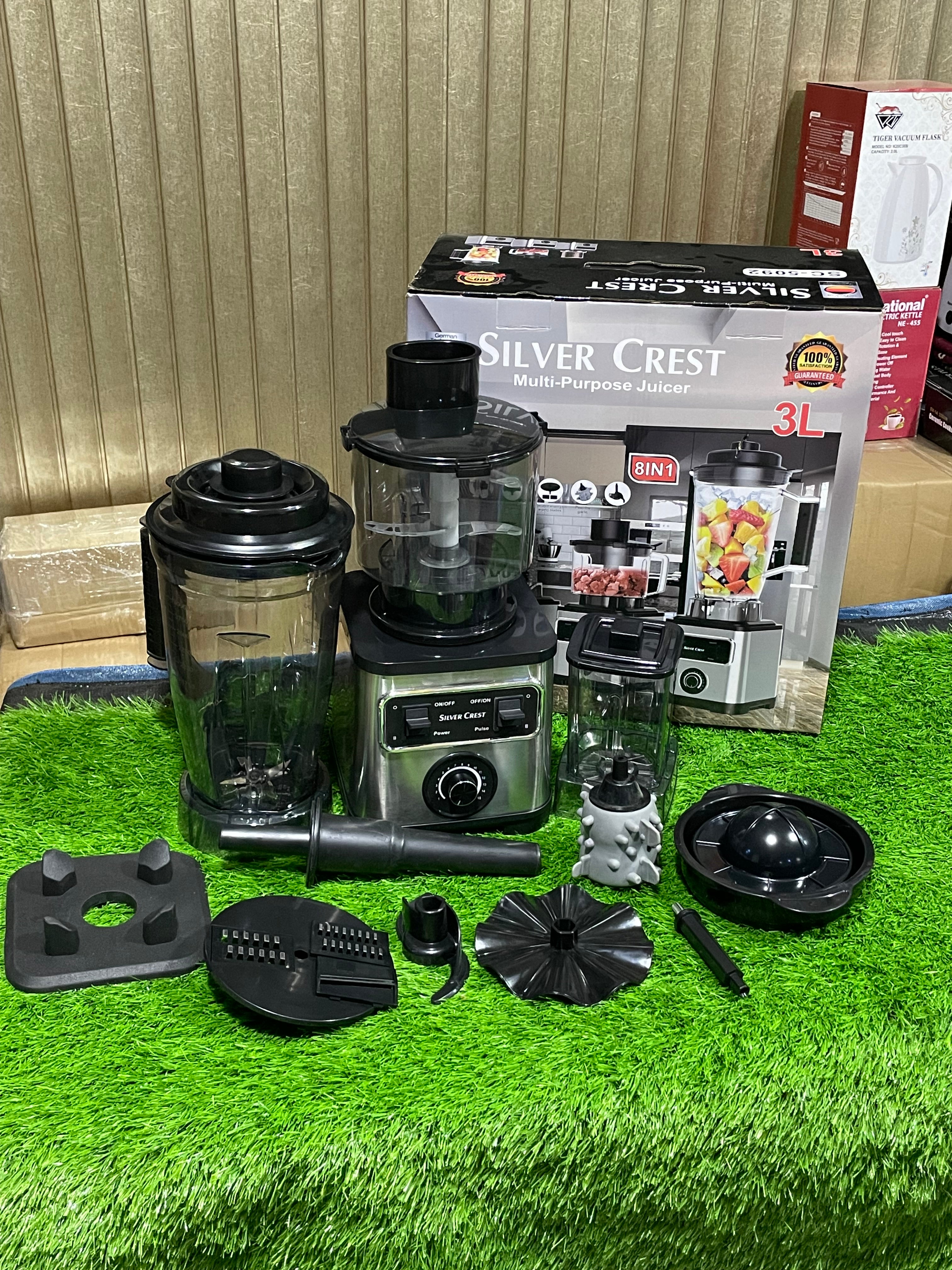 Silver Crest 8-in-1 Kitchen Machine – Juicer, Blender & Grinder with 3L Jar