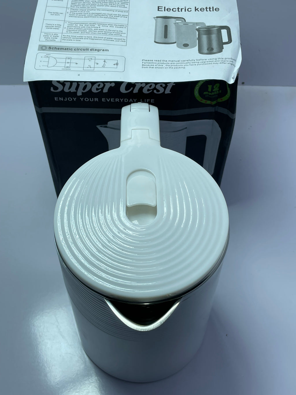 Super Crest 2.3L Electric Kettle – 2000W Fast Boil | Big Family Size | Auto Shut-Off