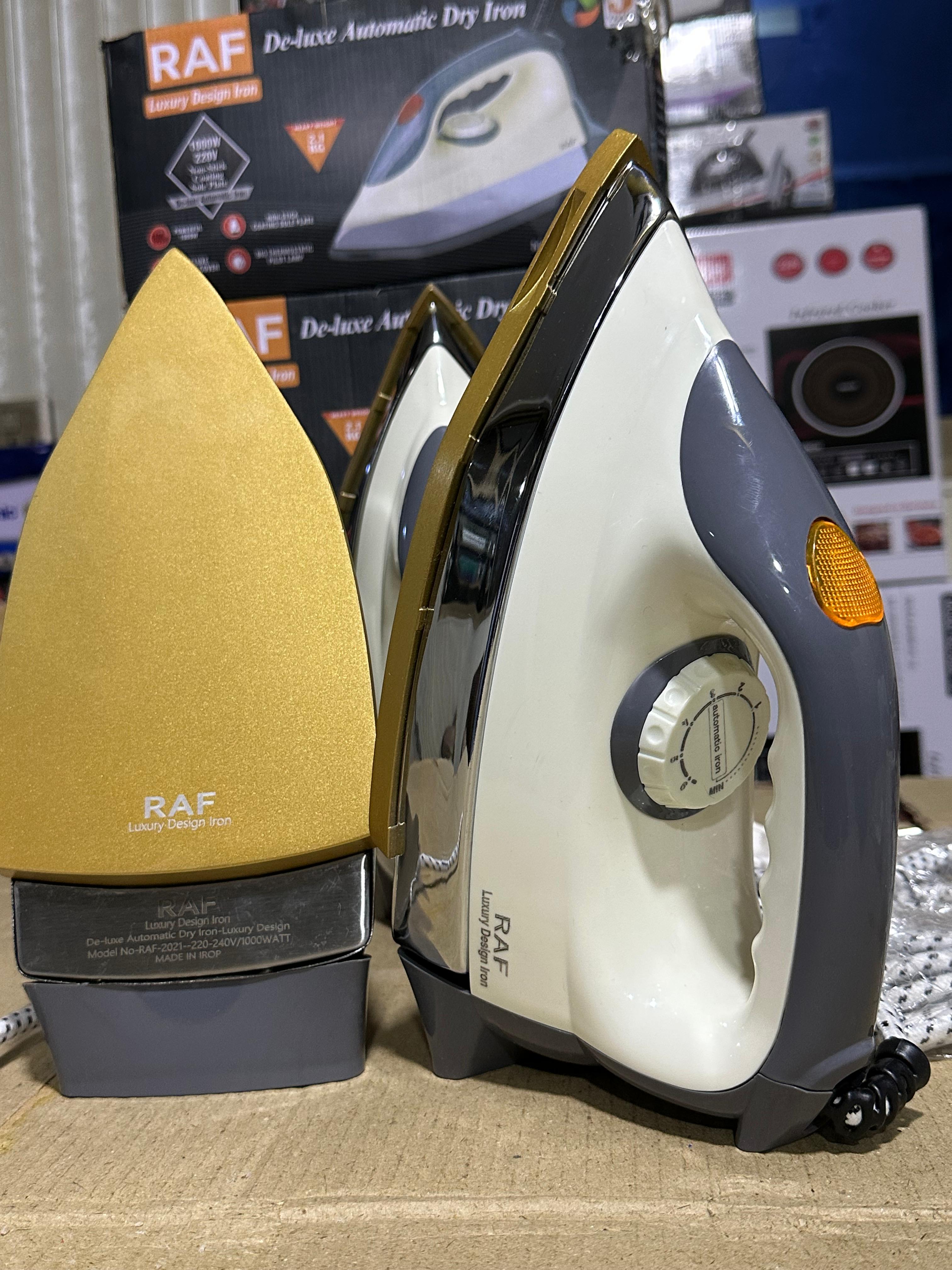 RAF Deluxe Dry Iron 1000W | 6 Temperature Settings | Non-Stick Plate