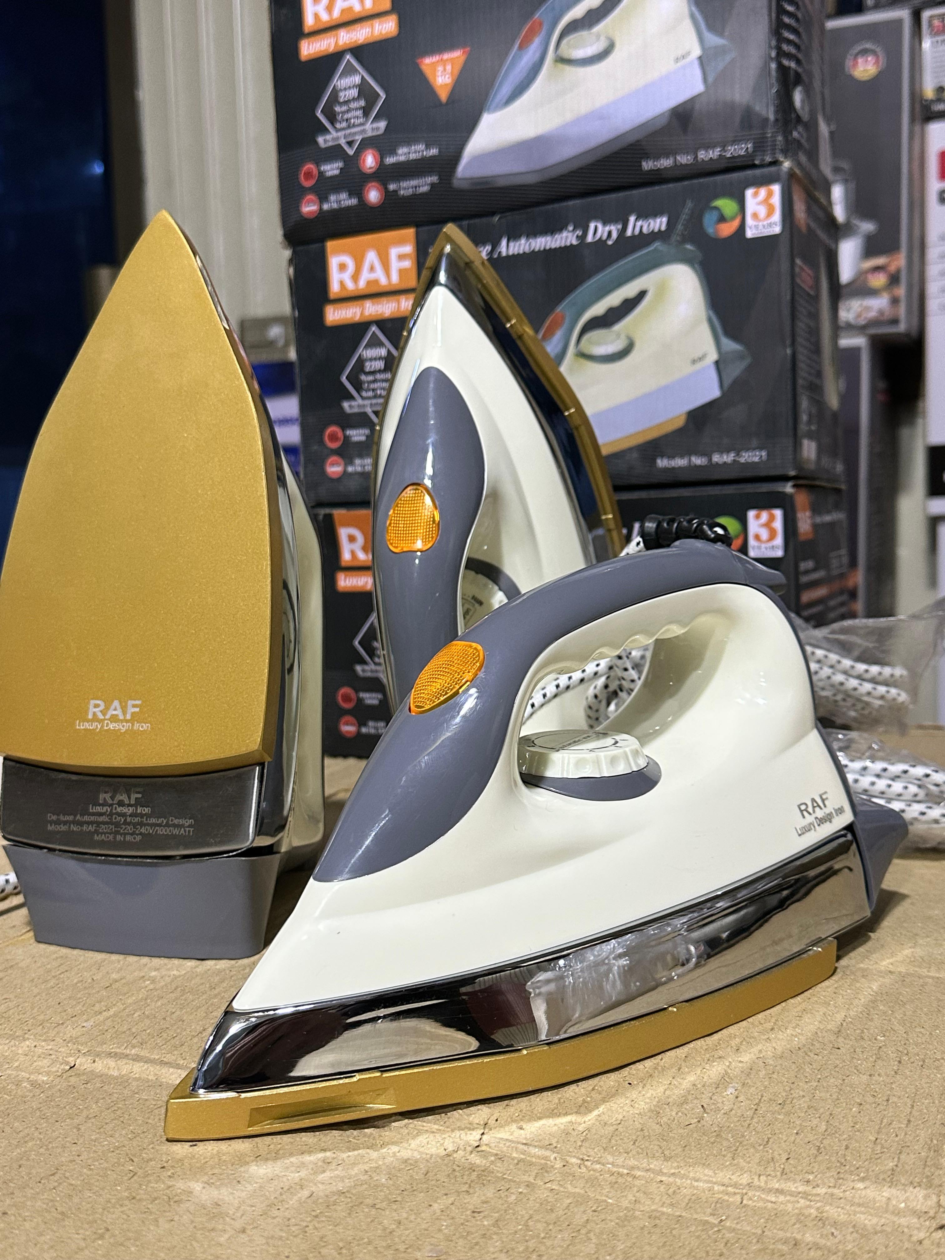 RAF Deluxe Dry Iron 1000W | 6 Temperature Settings | Non-Stick Plate