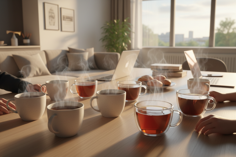 Hot tea and coffee cups lifestyle shot
